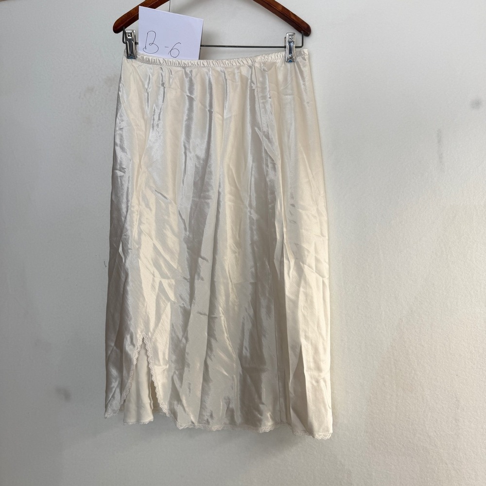 Vintage‎ Christian Dior Satin Half Slip Lace Trim White B-6